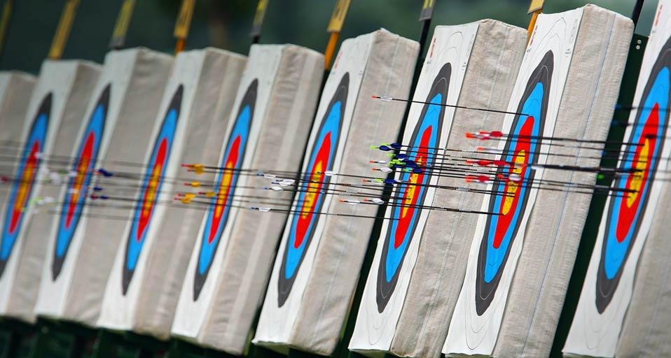 2008年8月6日，北京奥运会奥林匹克公园射箭训练场的箭靶 (© Michael Steele/Getty Images) &copy; (Bing China)