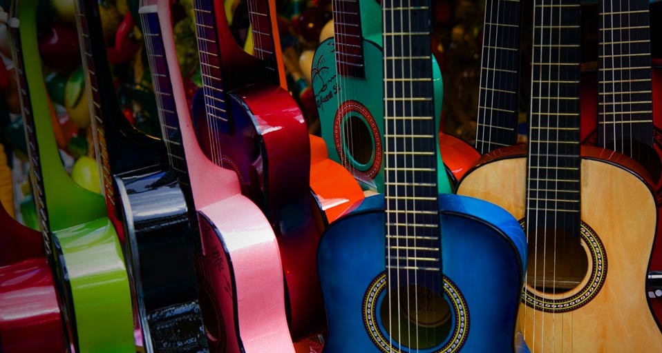 Toy guitars in the historic Mexican area of Los Angeles, California -- Walter Bibikow/DanitaDelimont.com &copy; (Bing United States)