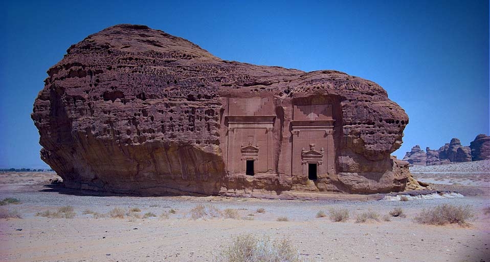 Rock tombs in sandstone inselberg, Madain Salih, Saudi Arabia, Middle East - Peter Ryan/Robert Harding Travel/Photolibrary &copy; (Bing United Kingdom)