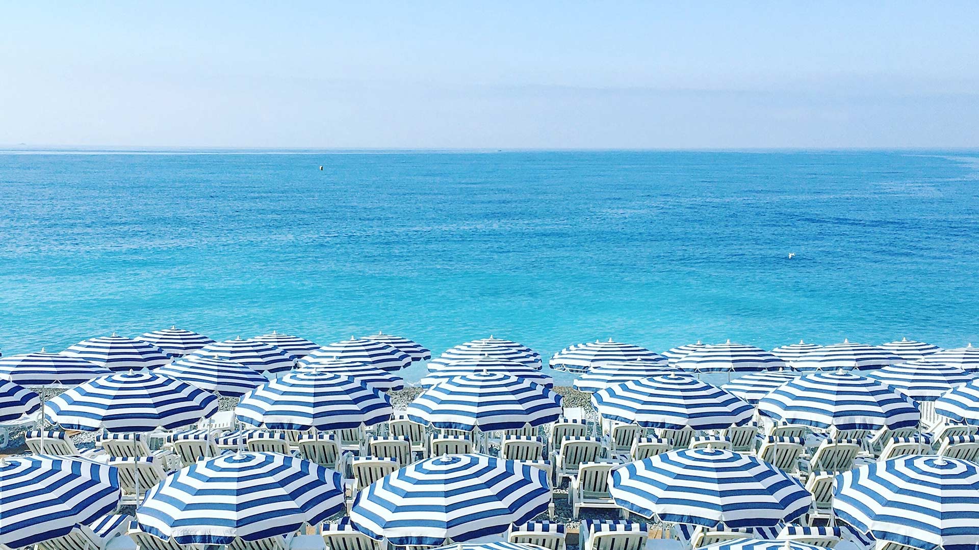 Parasols et chaises longues sur une plage, Côte d’Azur, Nice (© Gen Sadakane/EyeEm/Getty Images)(Bing France)