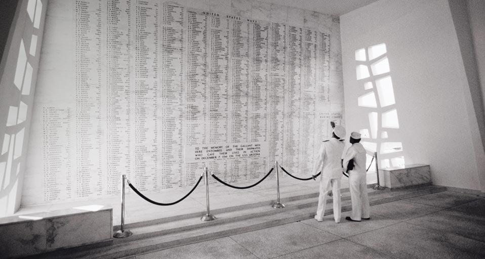 The Memorial Wall inside the USS Arizona Memorial at Pearl Harbor, Oahu, Hawaii (© Carl Shaneff/Getty Images) &copy; (Bing United States)