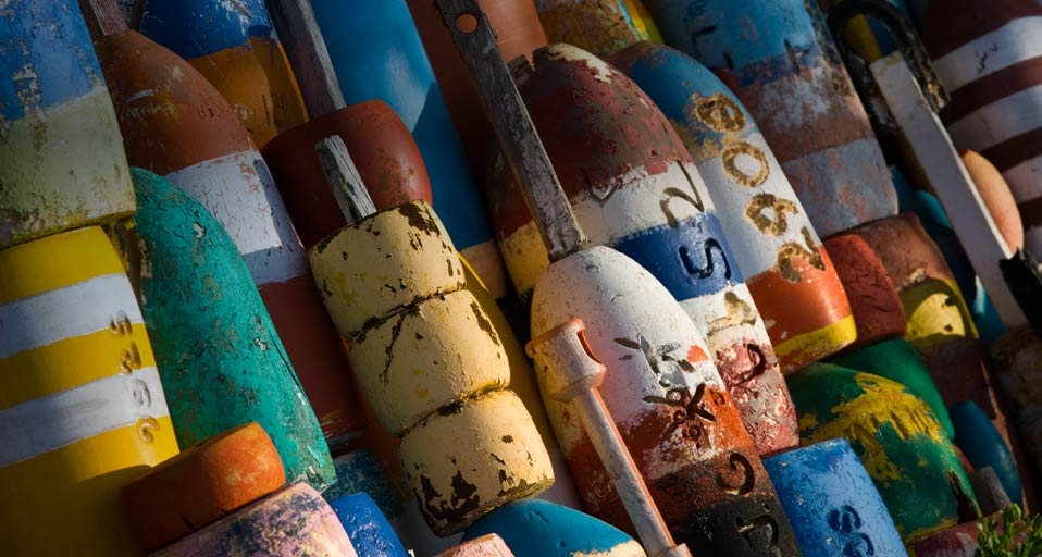 Lobster buoys in Rockport, Massachusetts -- Walter Bibikow / DanitaDelimont.com &copy; (Bing Canada)