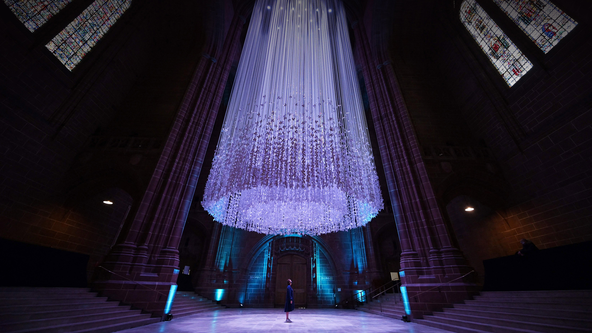 'Peace Doves' by artist Peter Walker, in Liverpool Cathedral, Liverpool, England (© PAUL ELLIS/AFP via Getty Images)(Bing Canada)