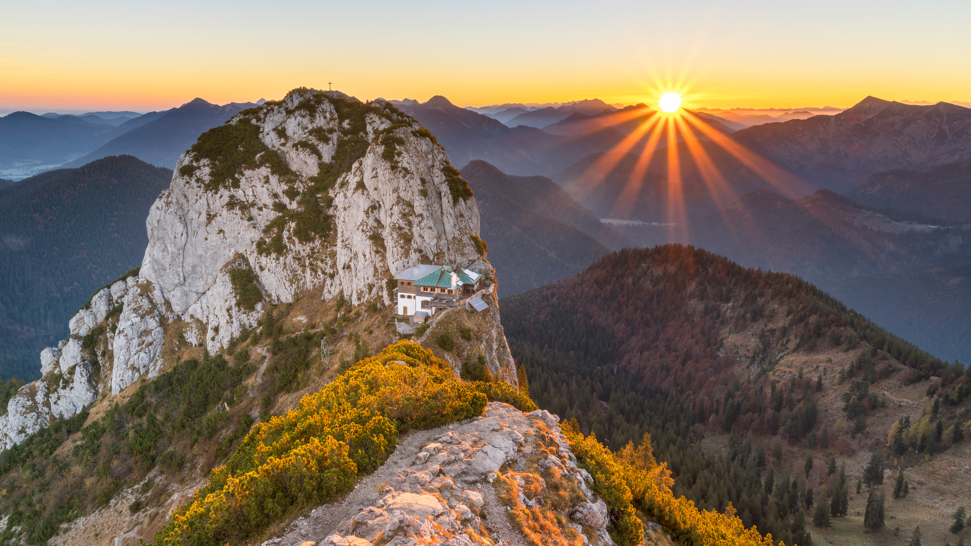 泰根塞山脉Roßstein山顶的景色，德国巴伐利亚州 (© Christian Bäck/eStock Photo)(Bing China)
