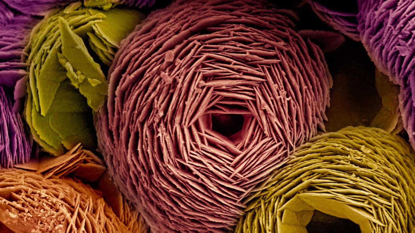 电子显微镜下的球霞石图像 (© Science Photo Library)(Bing China)