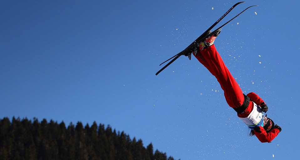 Li Nina of China competes in the Ladies Aerials practice at the Vancouver 2010 Winter Olympics on February 20, 2010 -- Cameron Spencer/Getty Images &copy; (Bing Canada)