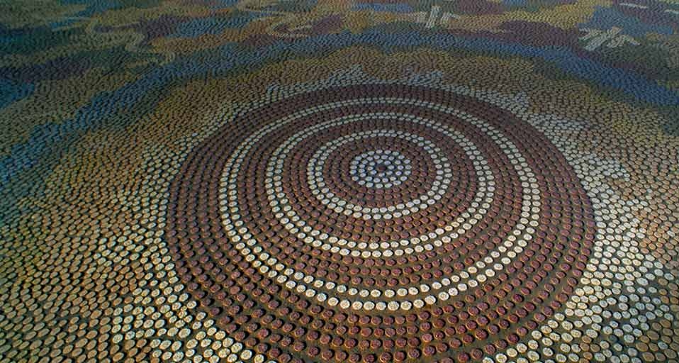Aboriginal mosaic in forecourt of Parliament House in Canberra -- Max Alexander/Getty Images &copy; (Bing Australia)
