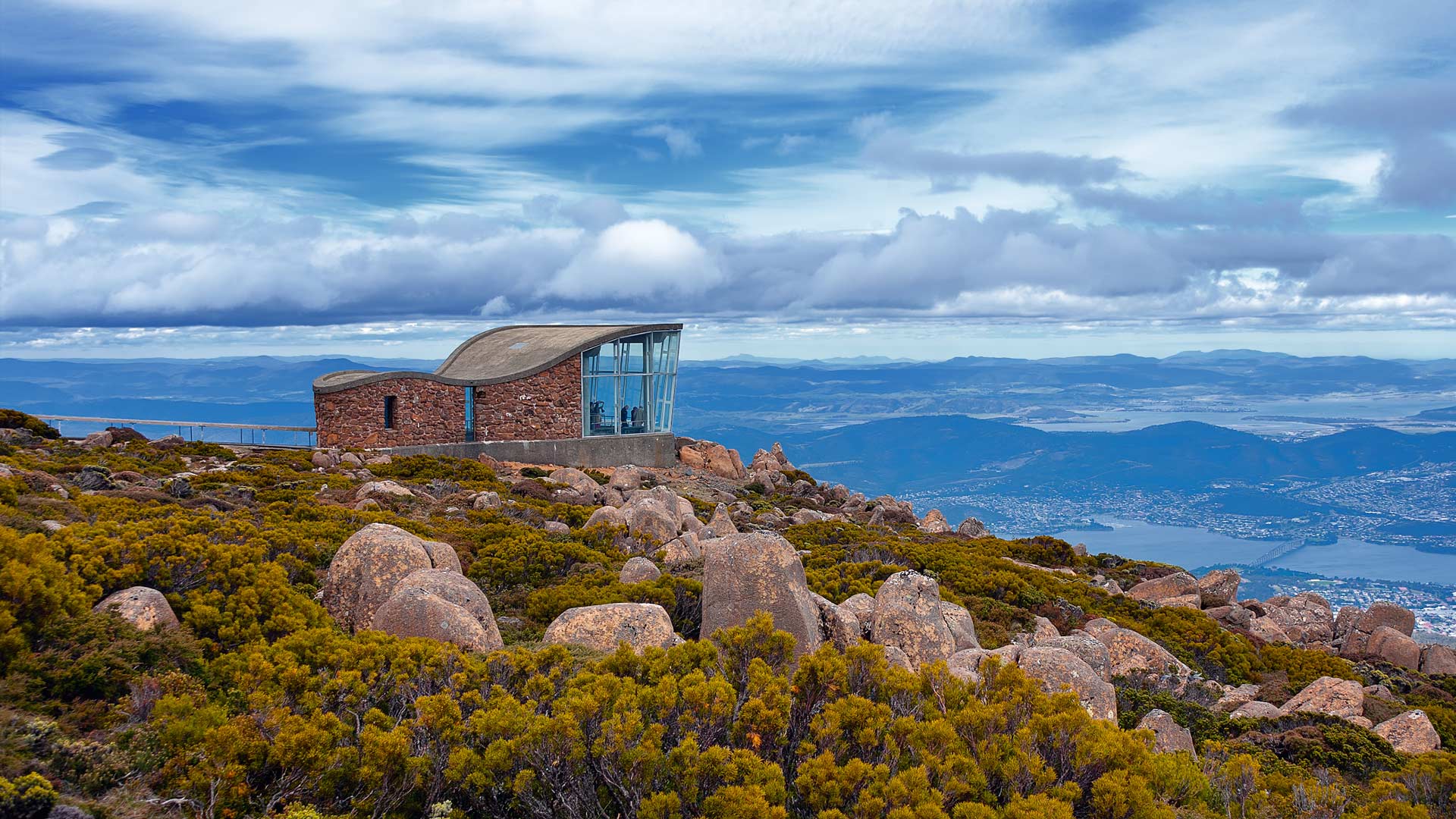 Mt Wellington observation deck with views of Hobart city, Tasmania (© Tommy Atthi/Getty Images)(Bing Australia)