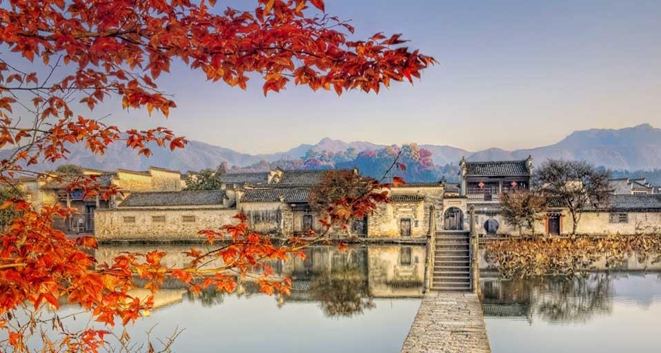安徽宏村桥边的枫树 (© William Yu Photography/Flickr/Getty Images) &copy; (Bing China)