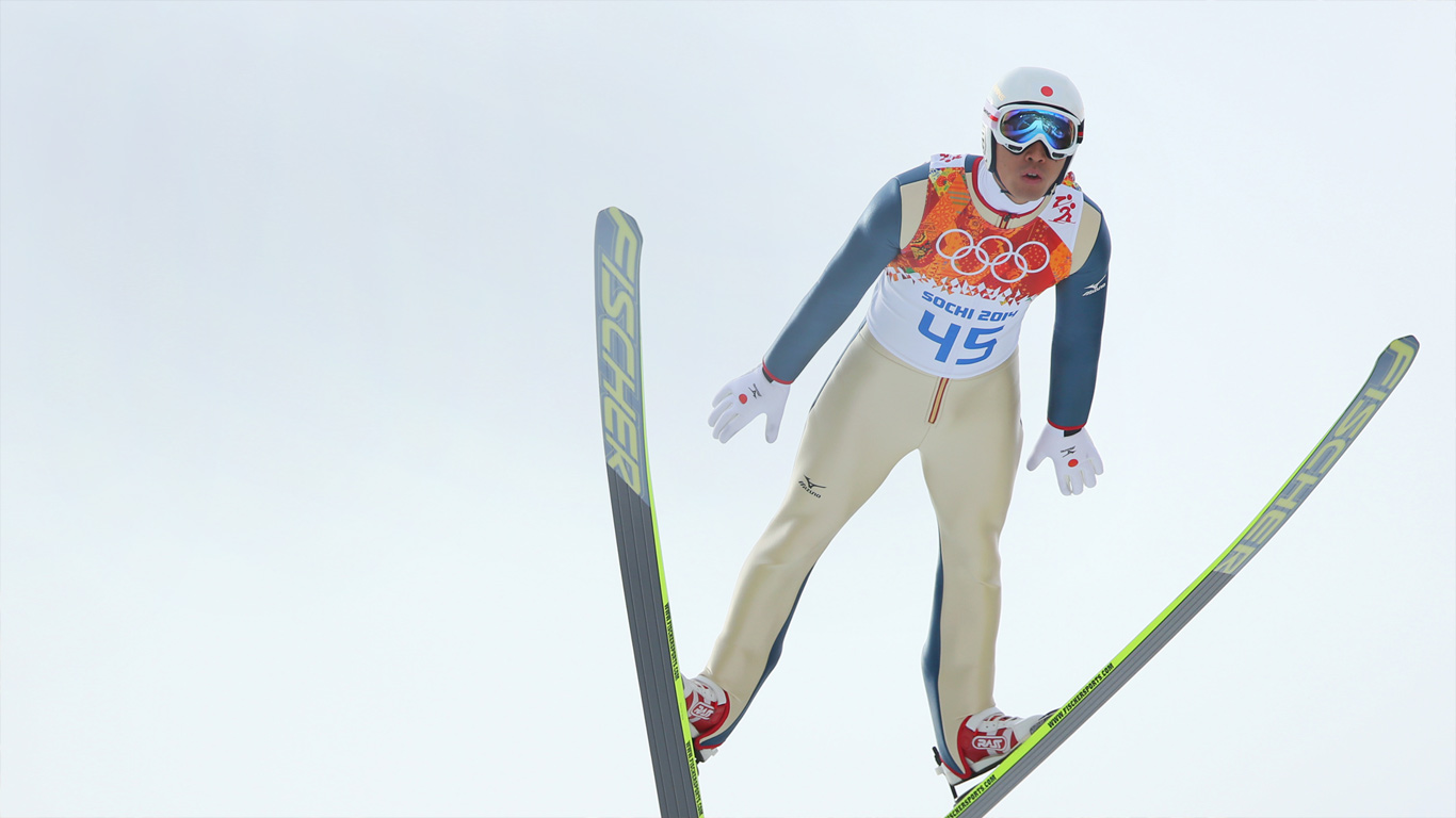 ｢ノルディック複合 個人ノーマルヒル/10km ・渡部暁斗｣ソチ冬季五輪,ルスキエ・ゴルキ・ジャンピング・センター(© Yohei Osada/AFLO SPORT/Corbis)(Bing Japan)