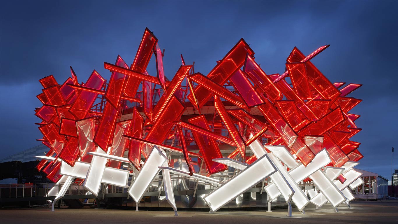2012年伦敦可口可乐节奏空间，建筑师：Asif Khan & Pernilla Ohrstedt (© Hufton and Crow/VIEW/Corbis)(Bing China)