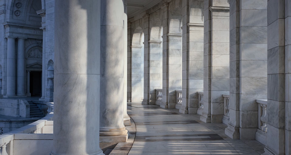 The Memorial Amphitheater at the Tomb of the Unknowns, Arlington, Virginia -- SuperStock RF/Superstock &copy; (Bing United States)