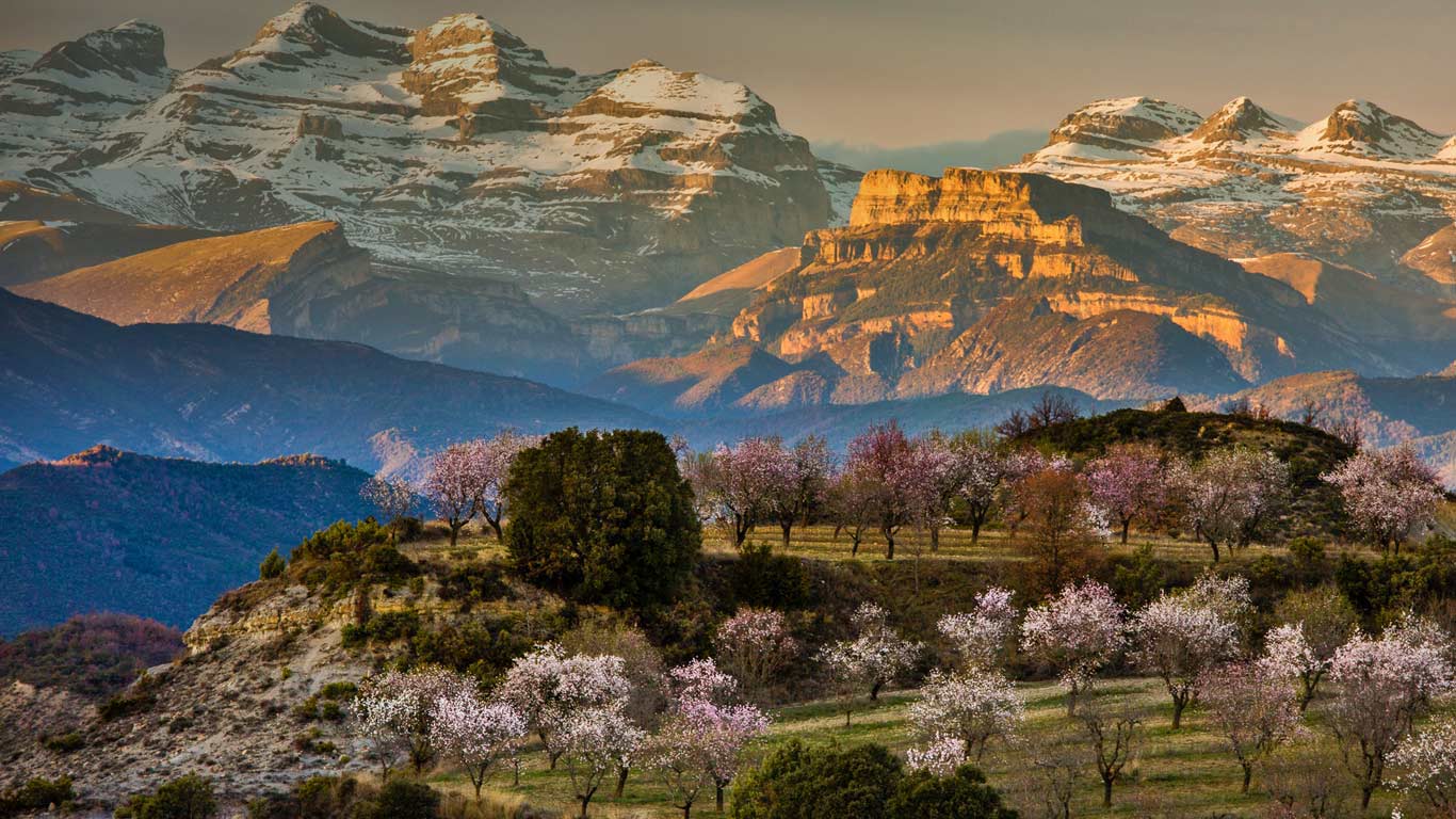 沐浴在春光中的AÃnsa-Sobrarbe村庄，西班牙 (© Hans Kruse/500px)(Bing China)