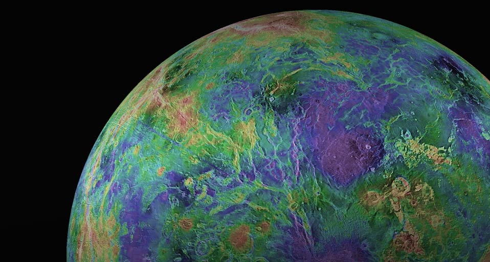 由麦哲伦太空望远镜拍摄的金星北半球雷达影像 -- NASA/Corbis &copy; (Bing China)