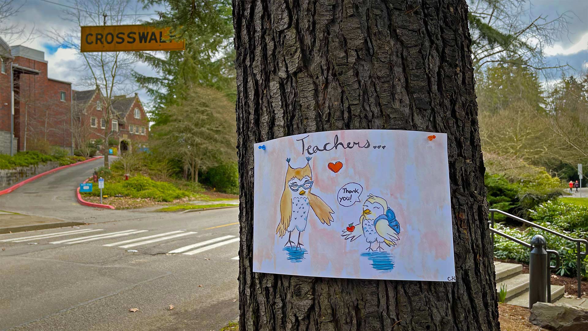 Poster for Teacher Appreciation Week by 12-year-old Caroline Holt, 7th-grade student at the Bush School, Seattle, Washington (© Caroline Holt/Eugenia Chang)(Bing United States)