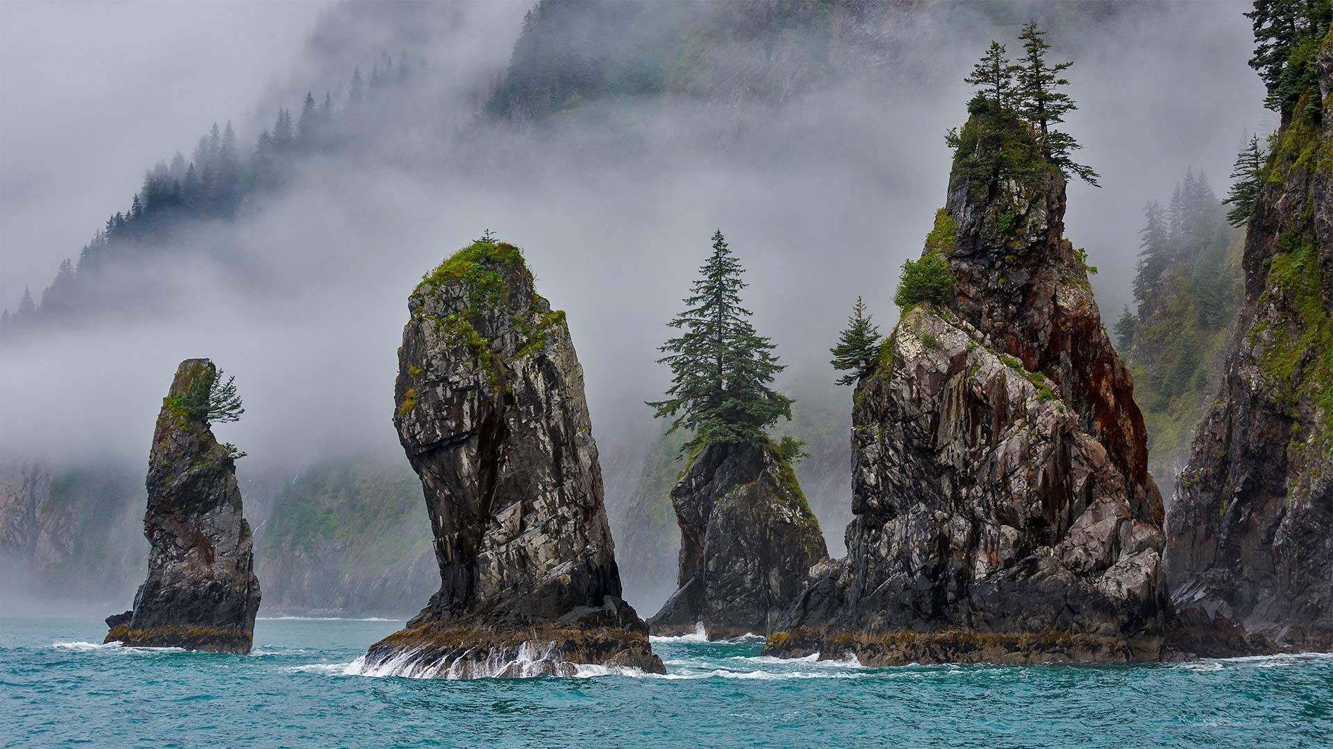西沃德附近基奈峡湾国家公园里的尖顶湾，阿拉斯加 (© Grant Ordelheide/Tandem Stills + Motion)(Bing China)
