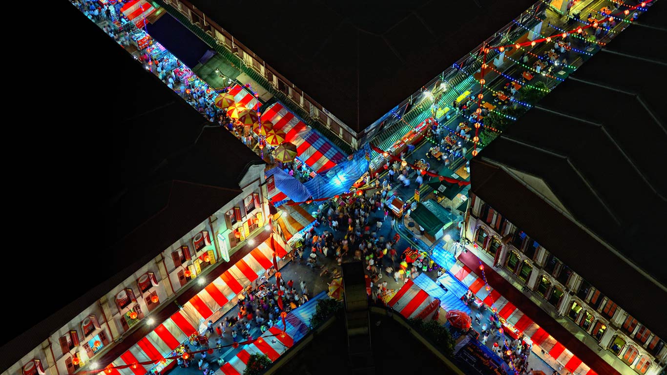 新加坡，牛车水航拍 (© Eddie Cheng/500px)(Bing China)
