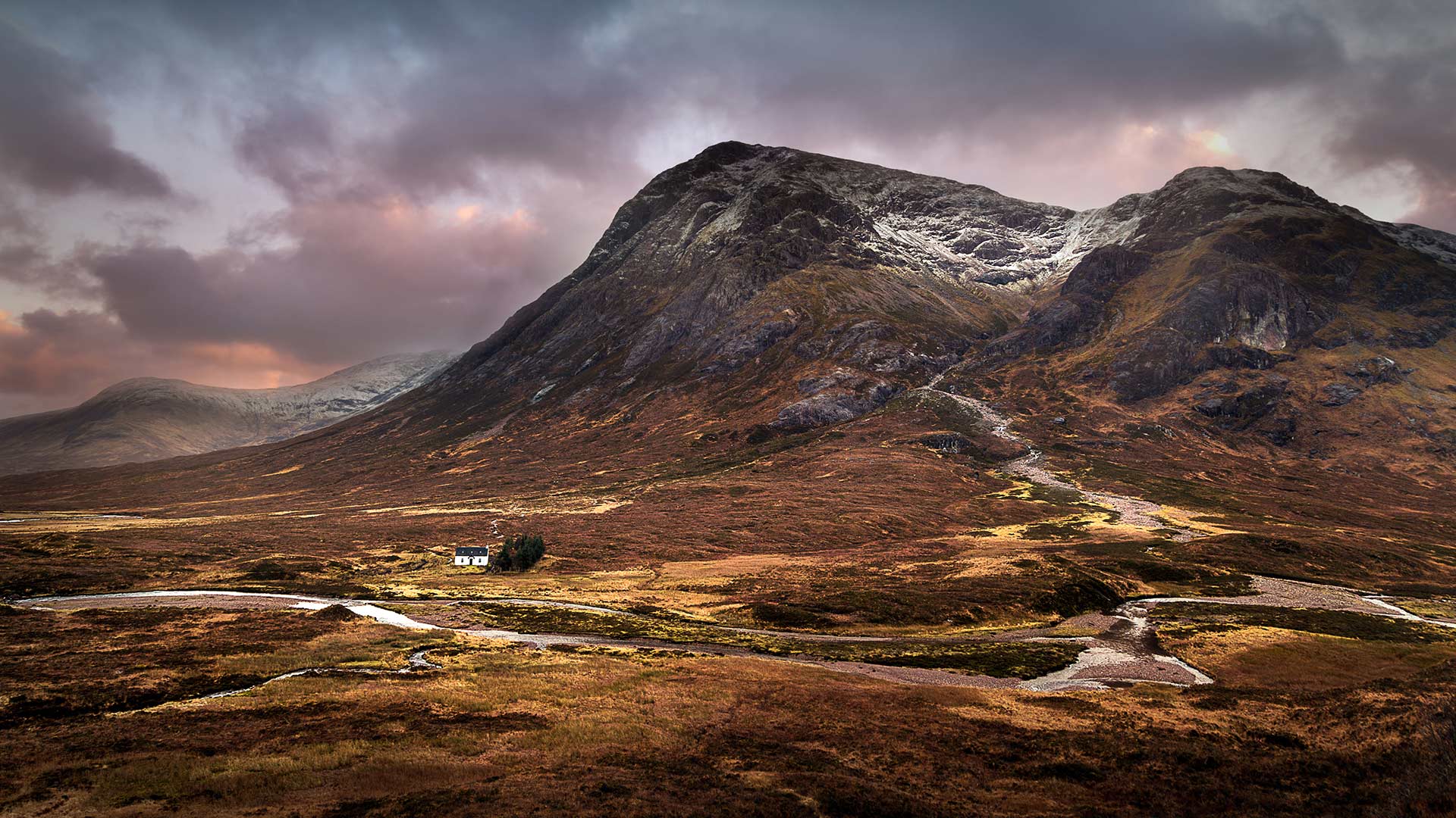 The Lagangarbh hut nestles in the valley beneath Buachaille Etive Mòr, Glencoe (© Sophia Spurgin Photography/iStock/Getty Images Plus)(Bing United Kingdom)