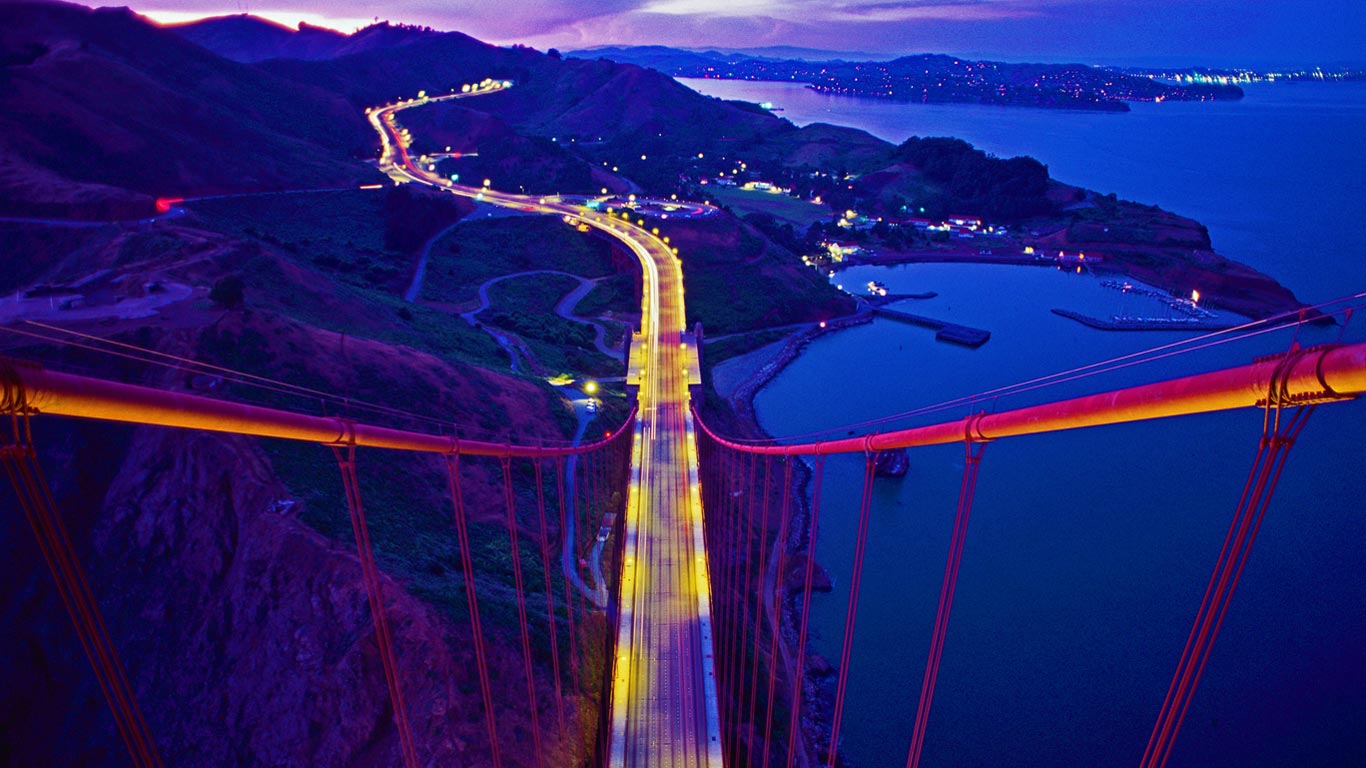 加利福尼亚，连接着马林郡的金门大桥 (© George Steinmetz/Corbis)(Bing China)