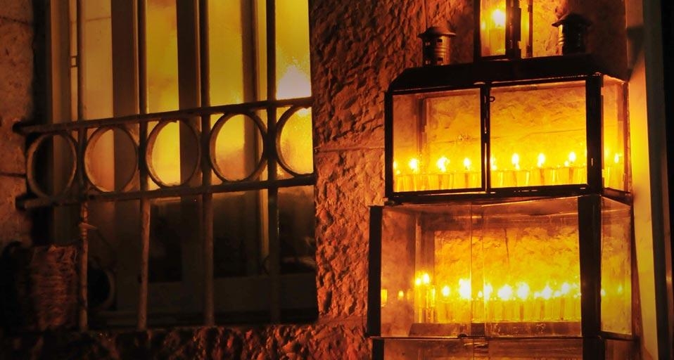 Hanukkah candles at a front door, Jerusalem, Israel (©imagebroker.net/Superstock) &copy; (Bing United States)