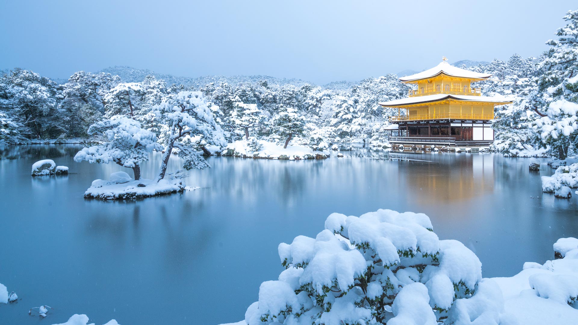 冬天的金阁寺，日本京都 (© yoko_ken_chan/Shutterstock)(Bing China)