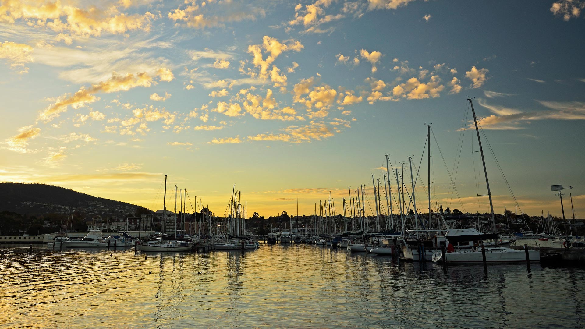 Dusk over a marina in Sandy Bay, Hobart, Tasmania (© Jochen Schlenker/Masterfile)(Bing Australia)