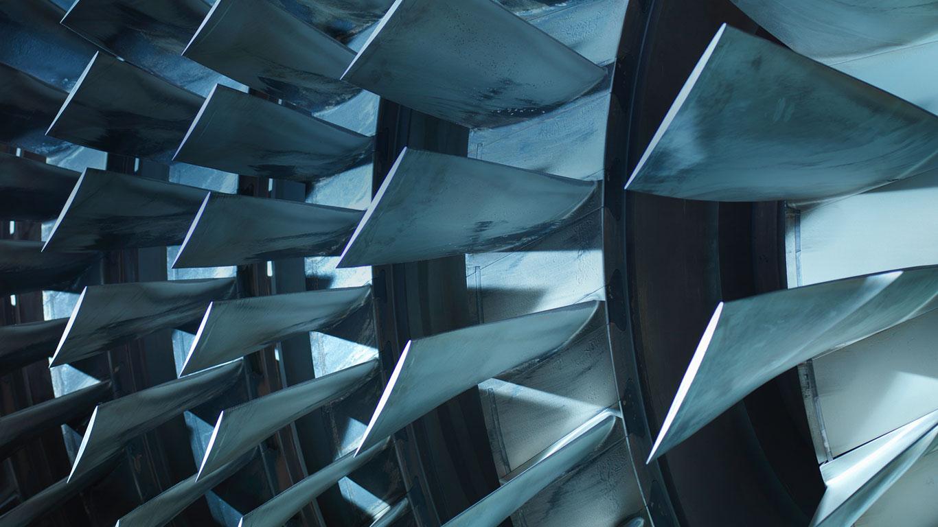 Detail of a steam turbine in an electricity-generating power plant  (© Monty Rakusen/Aurora Photos)(Bing Canada)
