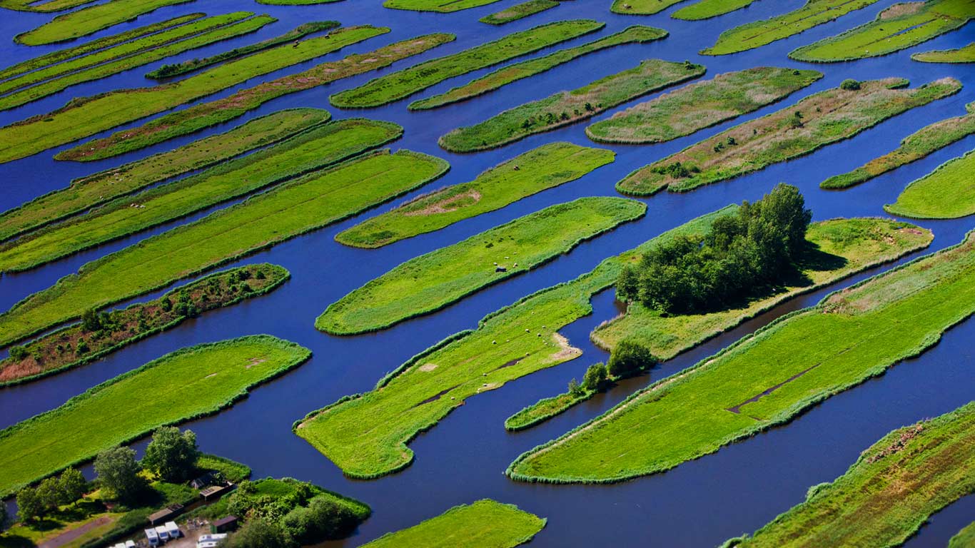 荷兰，航拍靠近吉斯普的圩田景观 (© Frans Lemmens/Alamy)(Bing China)