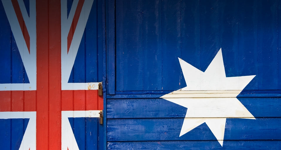 Bathing box with Australian flag painted on it at Brighton Beach in Melbourne -- Peter Adams/Corbis &copy; (Bing Australia)