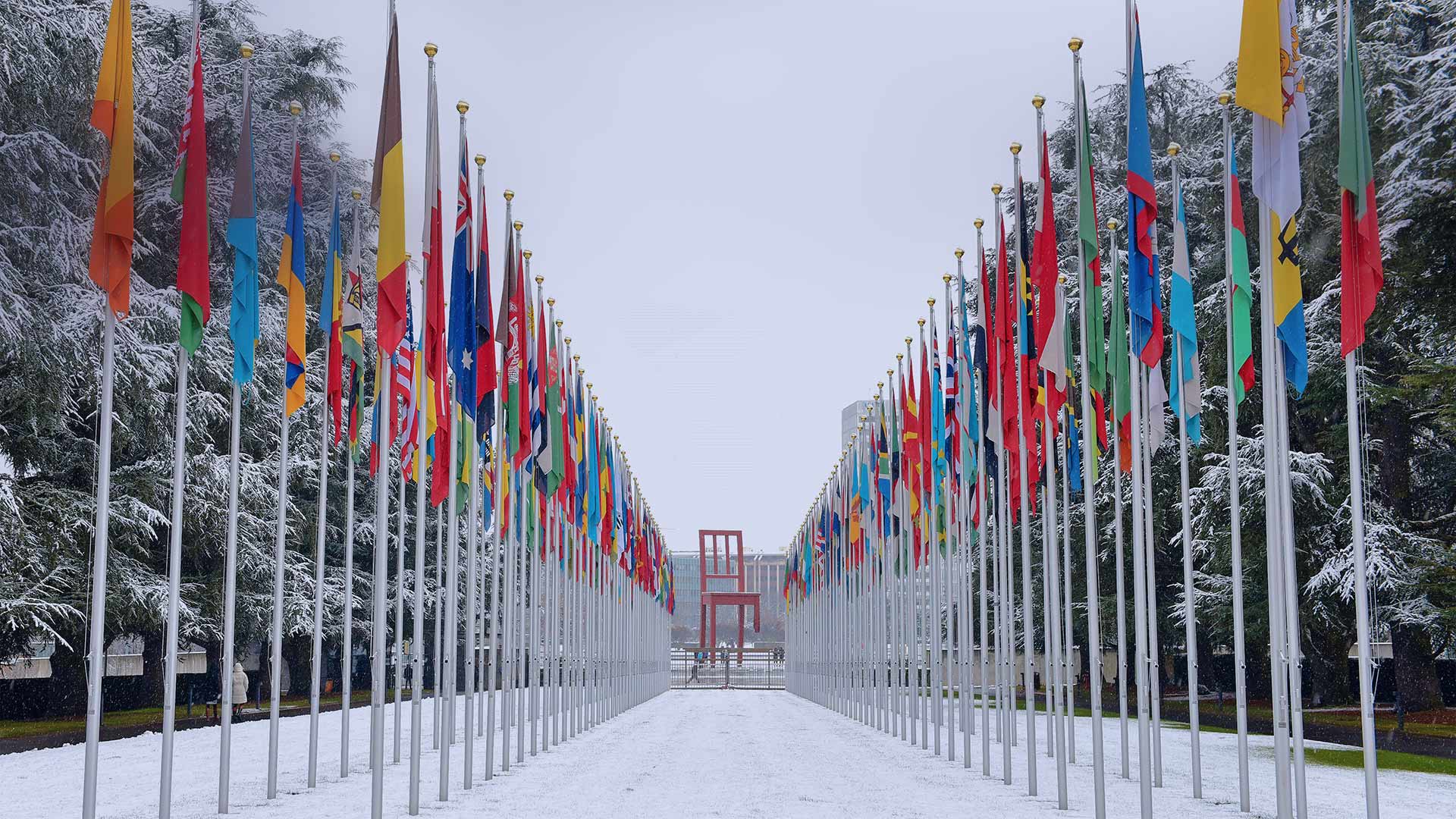 Flags outside the U.N.