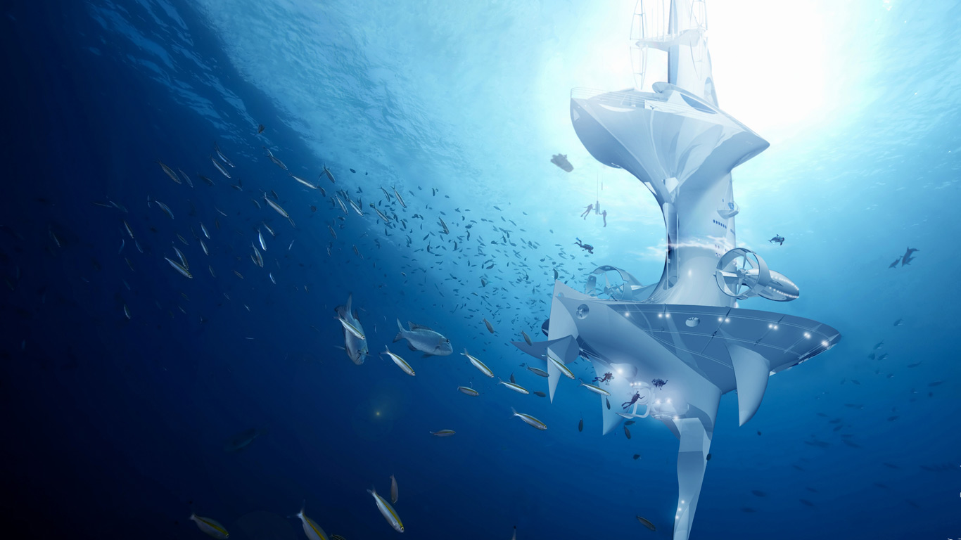Vaisseau d’exploration des océans SeaOrbiter - illustration (© SeaOrbiter)(Bing France)