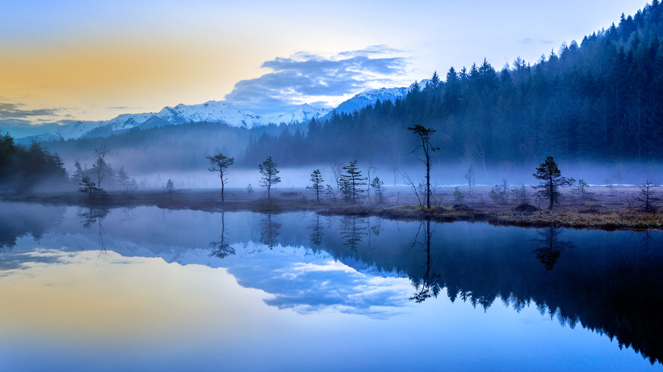 意大利，靠近阿普里卡，Pian Gembro 自然保护区的迷雾沼泽 (© Robert Harding World Imagery/Offset)(Bing China)