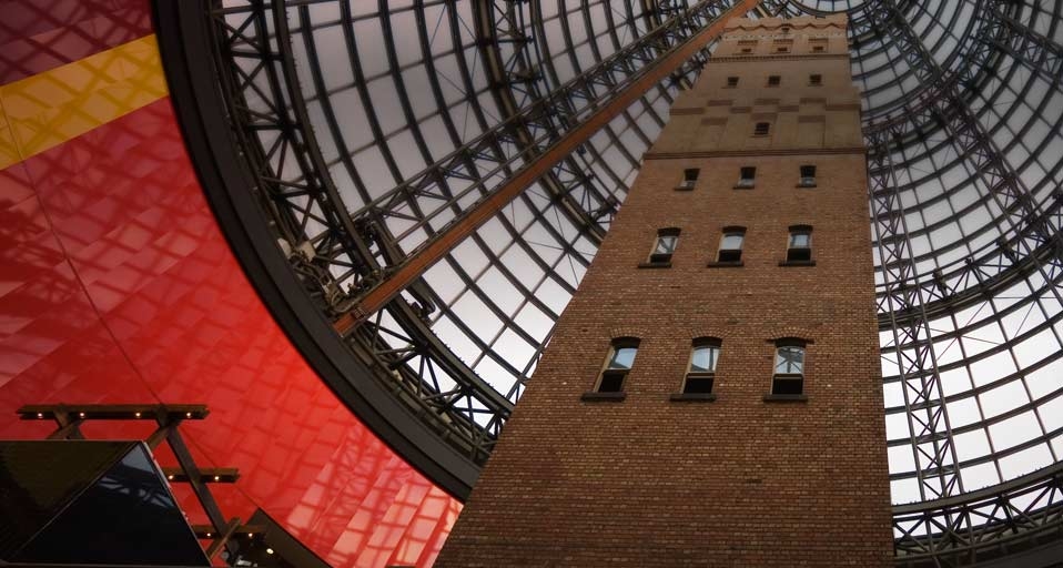 Coops Shot Tower within the glass dome of the Melbourne Shopping Centre, Victoria, Australia (© Andrew Watson/Axiom/Aurora Photos) &copy; (Bing Canada)