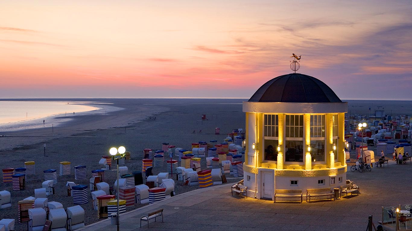 Abendstimmung am Strand von Borkum, Ostfriesische Inseln, Niedersachsen (© Sabine Lubenow/4Corners)(Bing Deutschland)