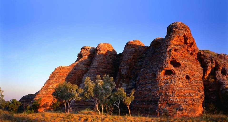 Rock formation at dusk, Purnululu National Park, Western Australia, Australia, Australasia/Australasia, Australia, Western Australia, Purnululu National Park -- Oliver Strewe/LonelyPlanet Images/Getty Images &copy; (Bing Australia)